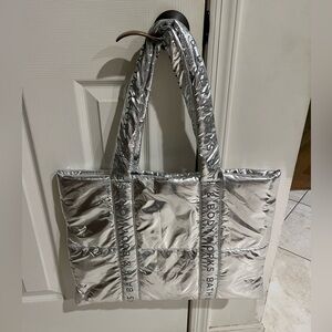 Bath & Body Works Silver Tote Bag **only bag !! NWT